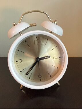 White classic Twin Bell Alarm Clock - Home Wall Decor